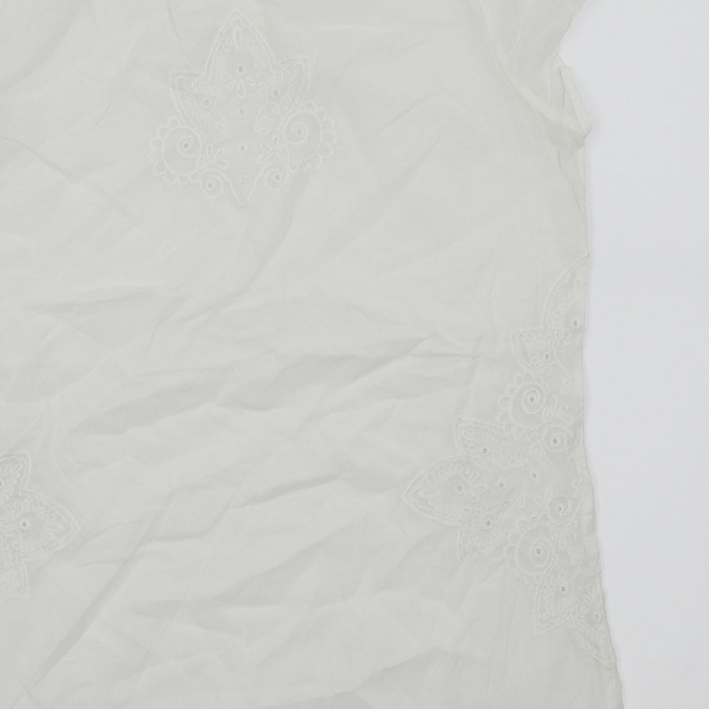 collection by vackmox Womens White Floral Basic Blouse Size 38