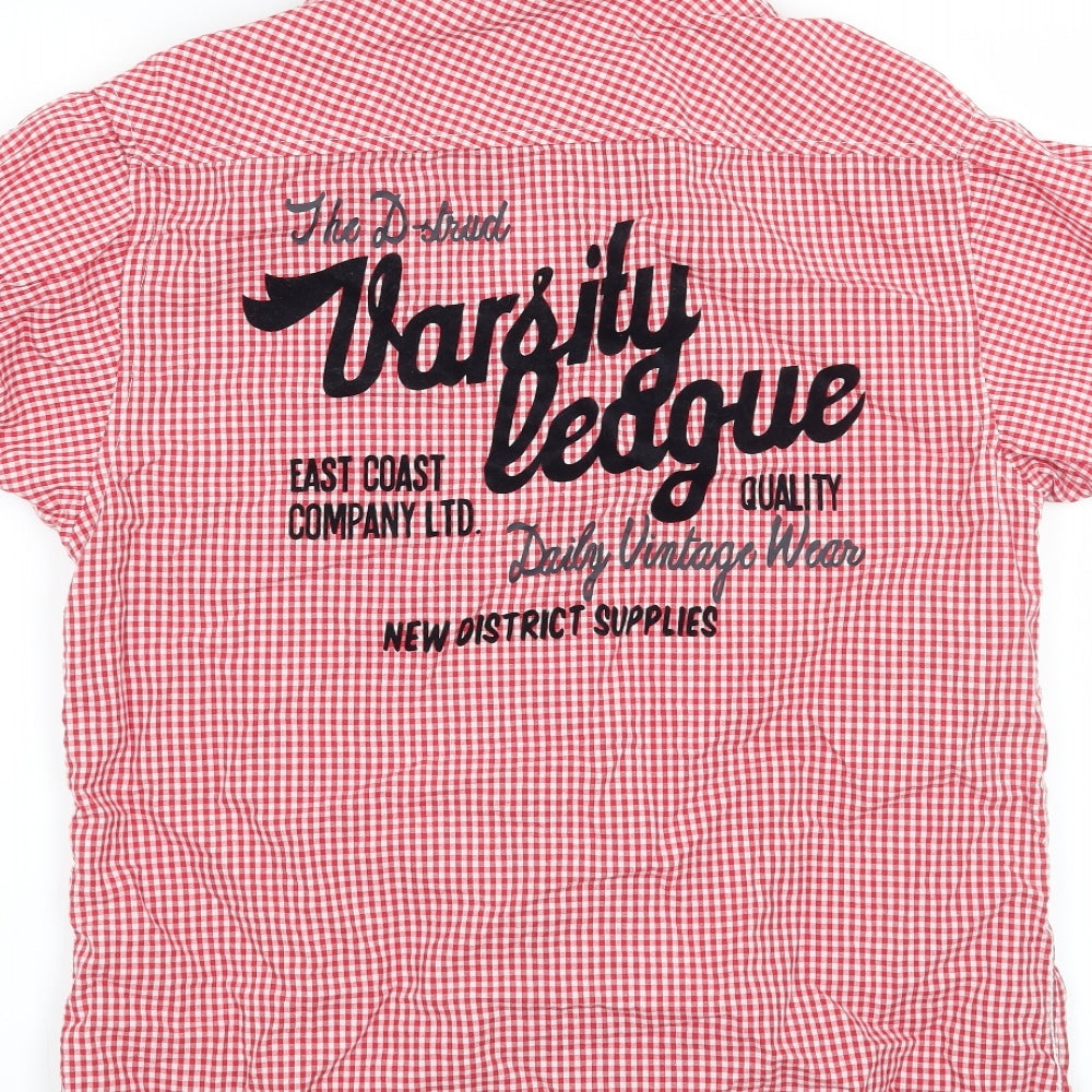 D-Struct Mens Red Check Button-Up Size L