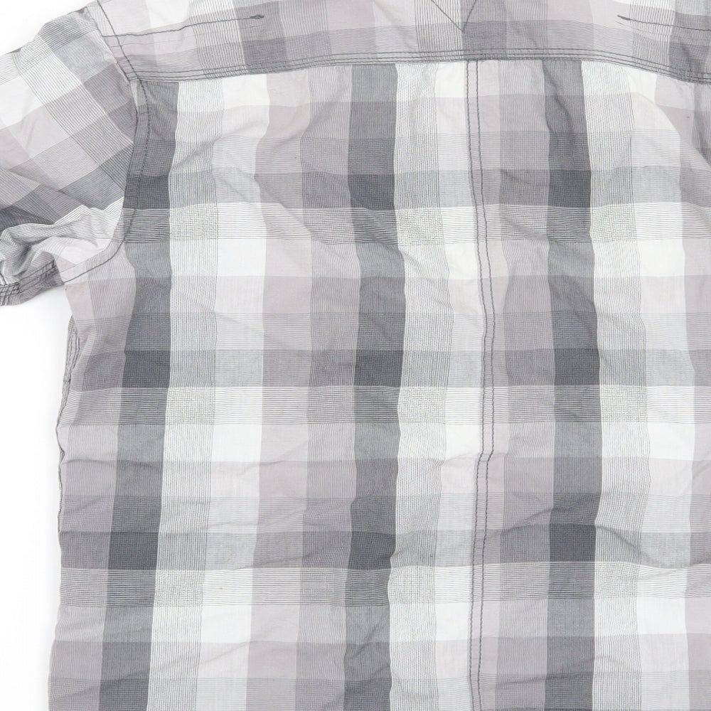 Burton Mens Grey Check Button-Up Size S
