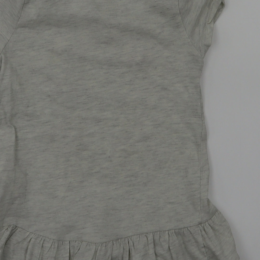 gythia rowley Girls Grey Animal Print Basic T-Shirt Size 5-6 Years