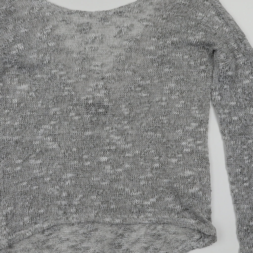 VILA Womens Grey Floral Basic T-Shirt Size XS