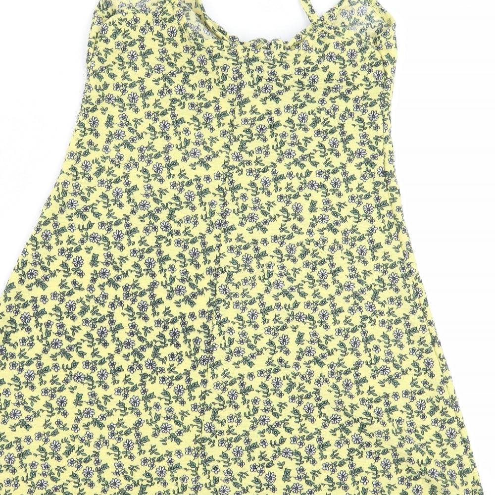 Topshop Womens Yellow Floral Basic Blouse Size 4