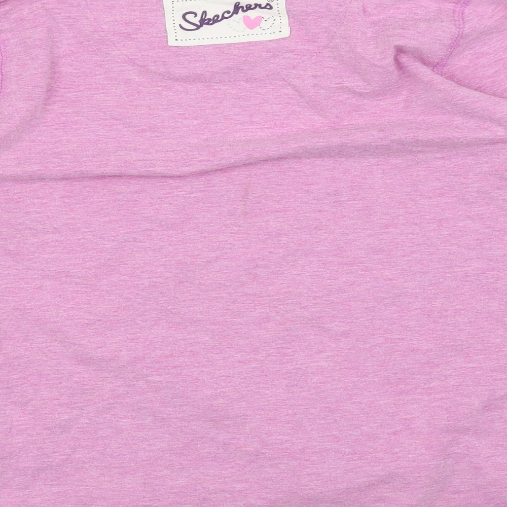 Skechers Girls Purple Floral Basic Blouse Size 6-7 Years