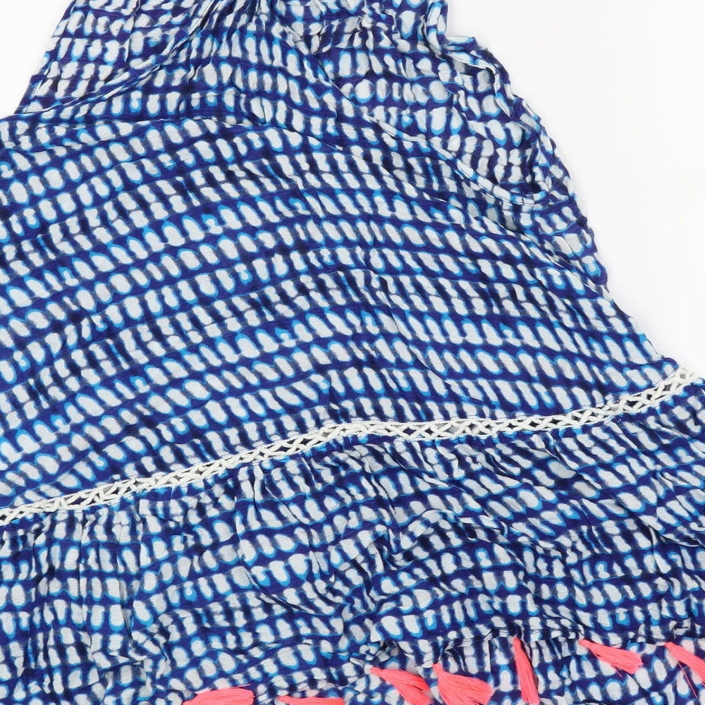 Papaya Womens Blue Polka Dot Basic Blouse Size S