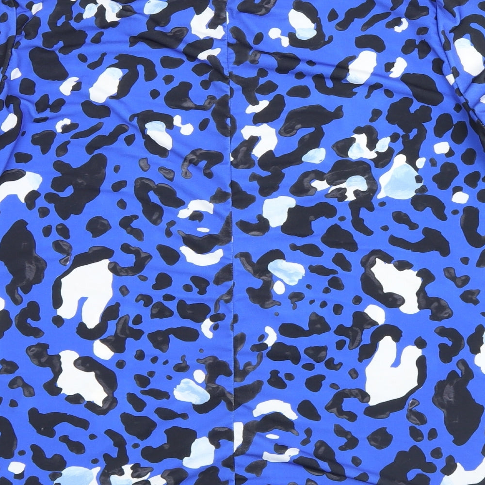 Very Womens Blue Animal Print Pullover Sweatshirt Size 12 - leopard print