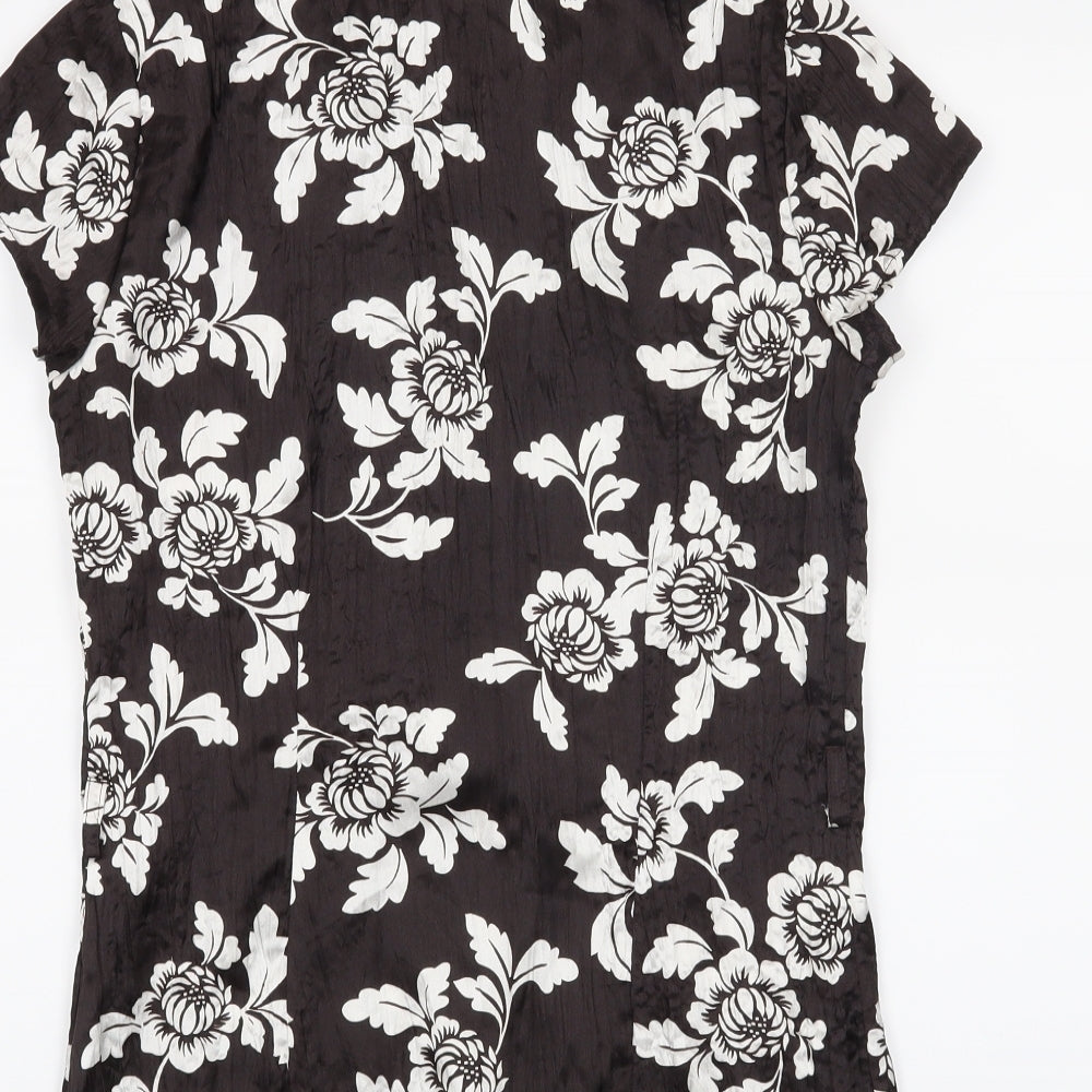 New Look Womens Black Floral Basic Button-Up Size 10