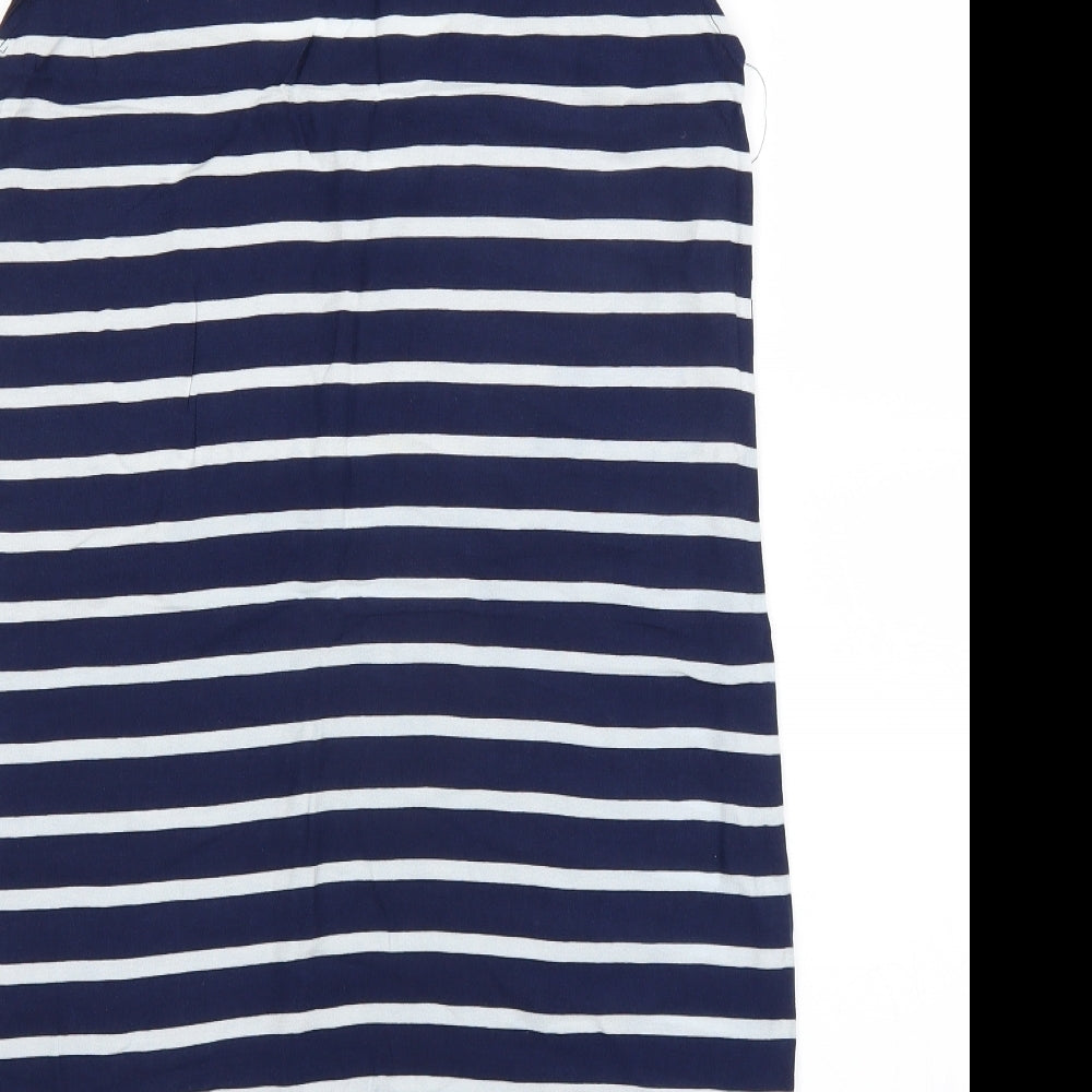 Mango Womens Blue Striped A-Line Size S