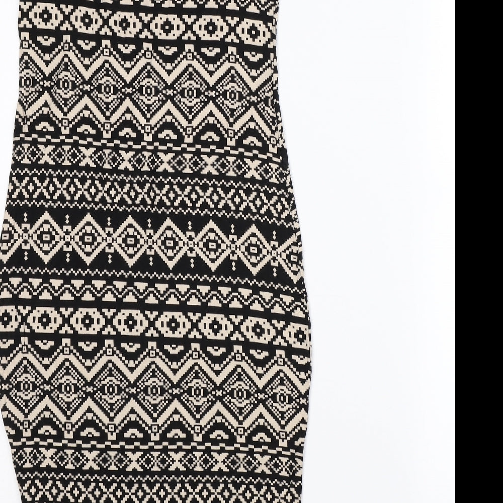 Select Womens Brown Geometric Rayon Bodycon Size 8