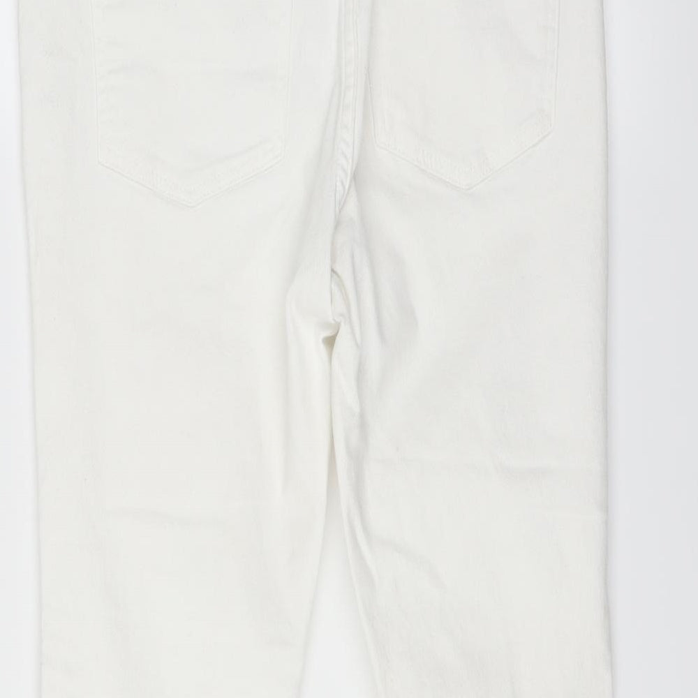 H&M Womens White Denim Flared Jeans Size 28 in L24 in - cut off distressed