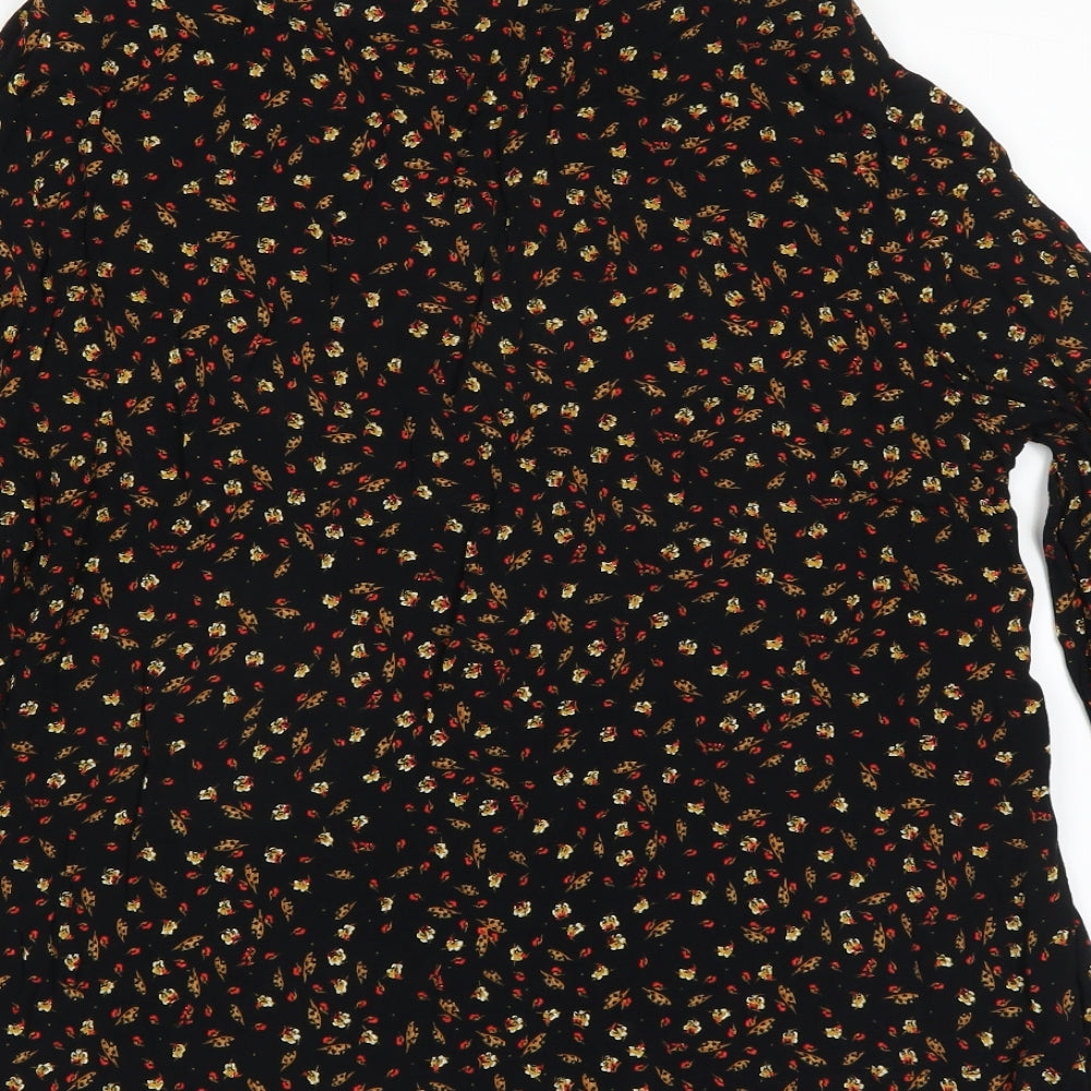H&M Womens Black Floral Basic Blouse Size 10