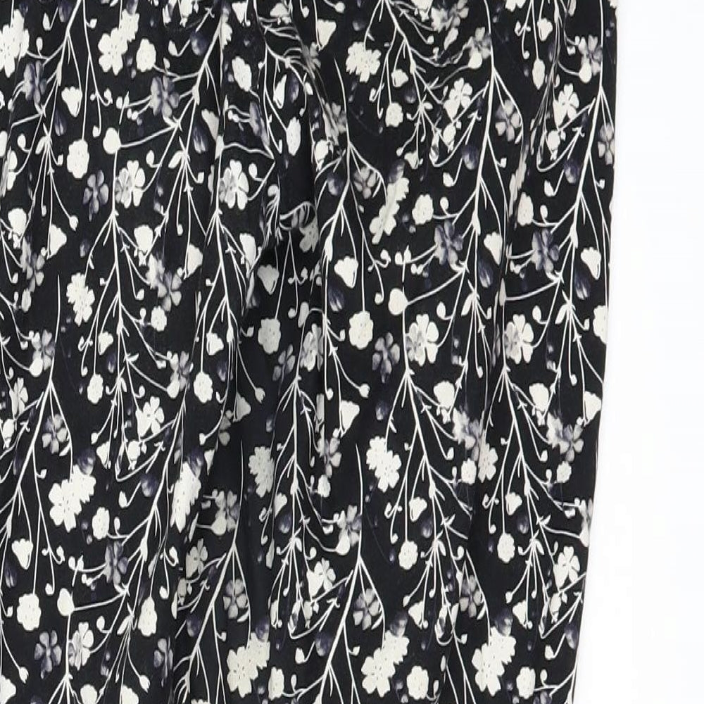 Primark Womens Black Floral Dress Pants Trousers Size 8 L25 in