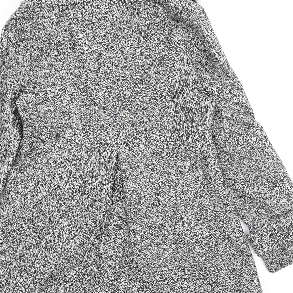 Carmel Womens Grey Houndstooth Pea Coat Coat Size 12