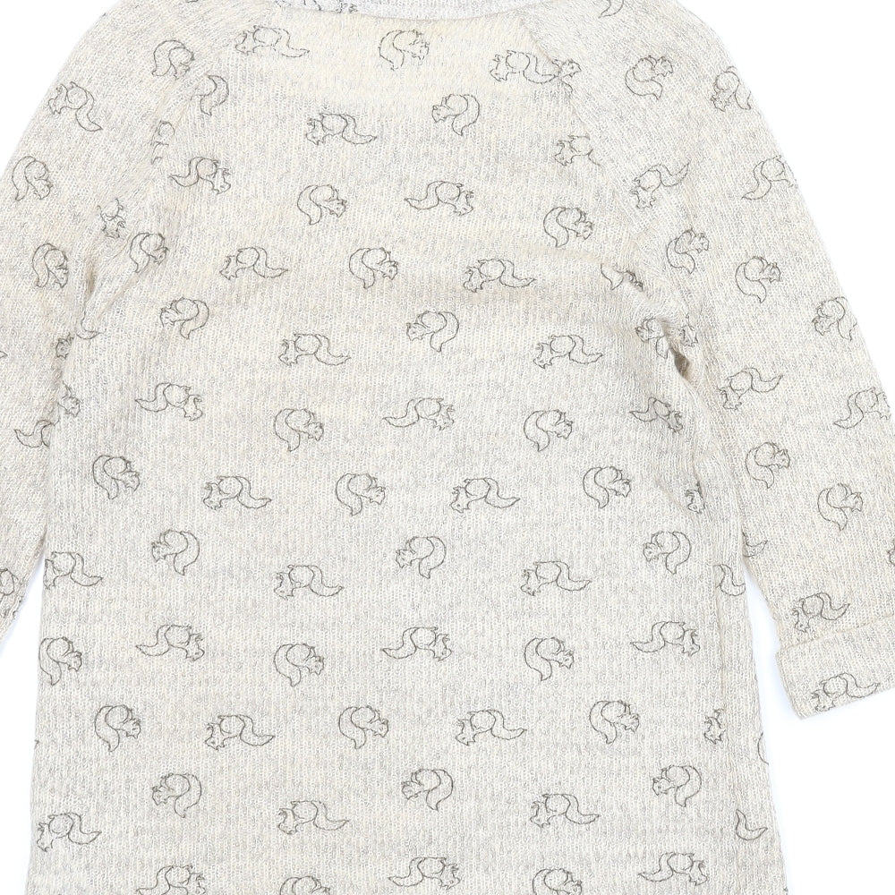 New Look Womens Beige Animal Print Pullover Jumper Size 10