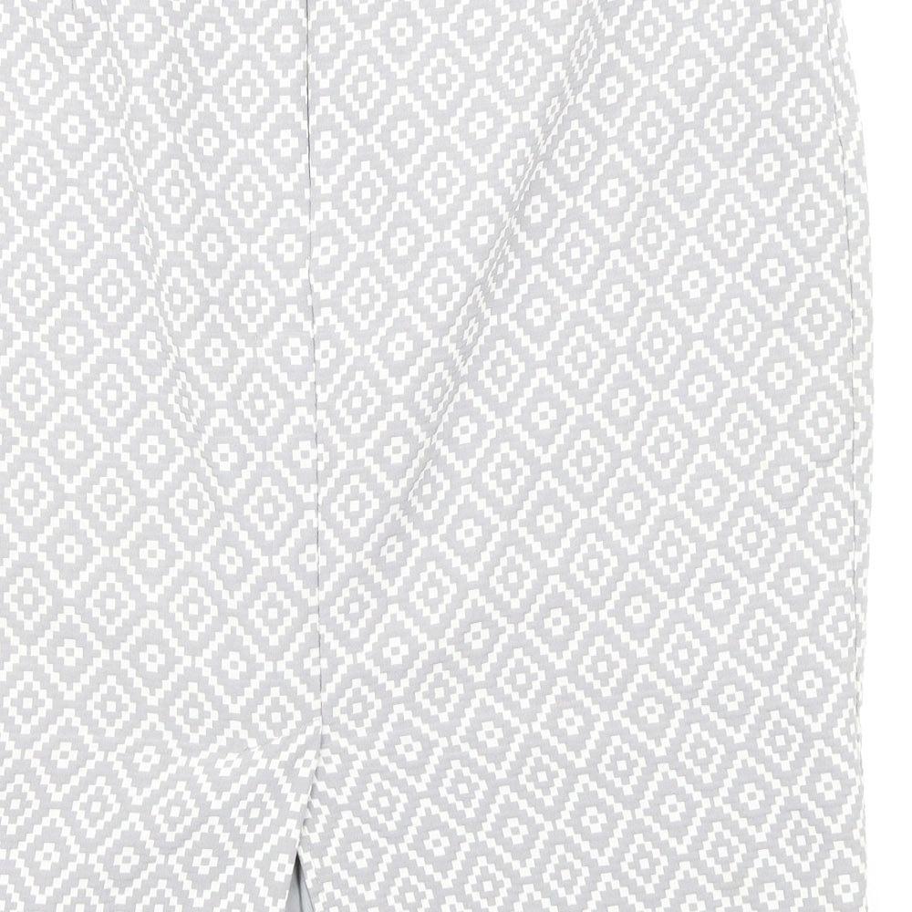 M&S Womens Grey Argyle/Diamond A-Line Skirt Size 14