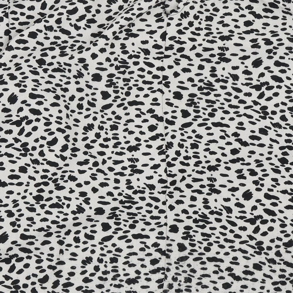 Preworn Womens Grey Animal Print Basic Blouse Size 8
