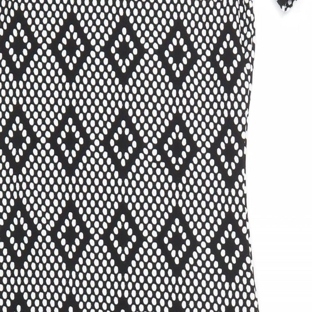 Quiz Womens Black Geometric Shirt Dress Size 12