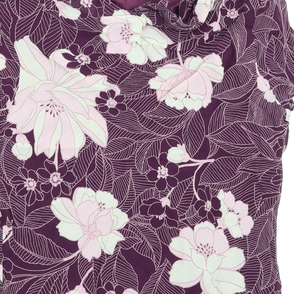Berkertex Womens Purple Floral Basic Blouse Size 16