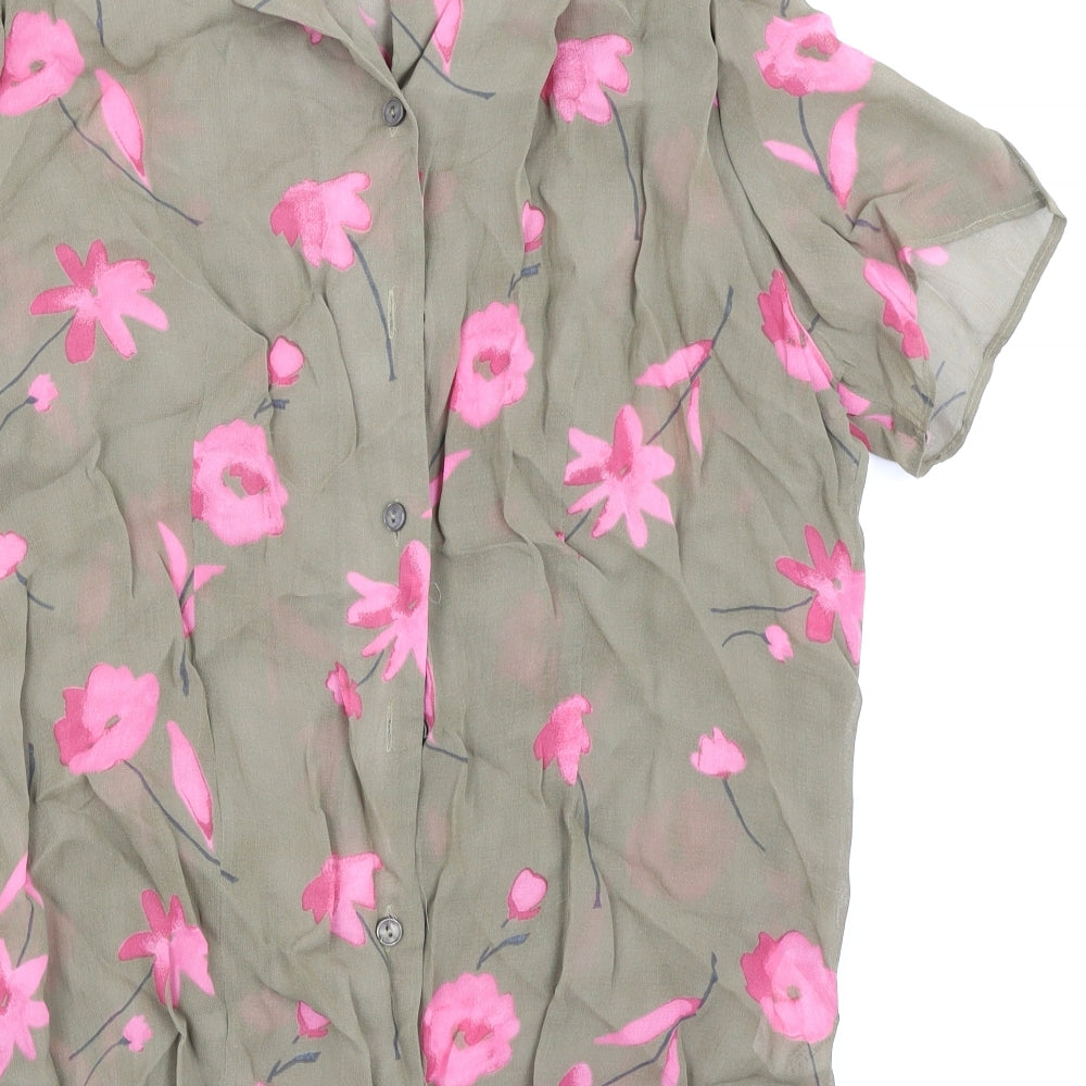 Casablanca Womens Green Floral Basic Button-Up Size 16
