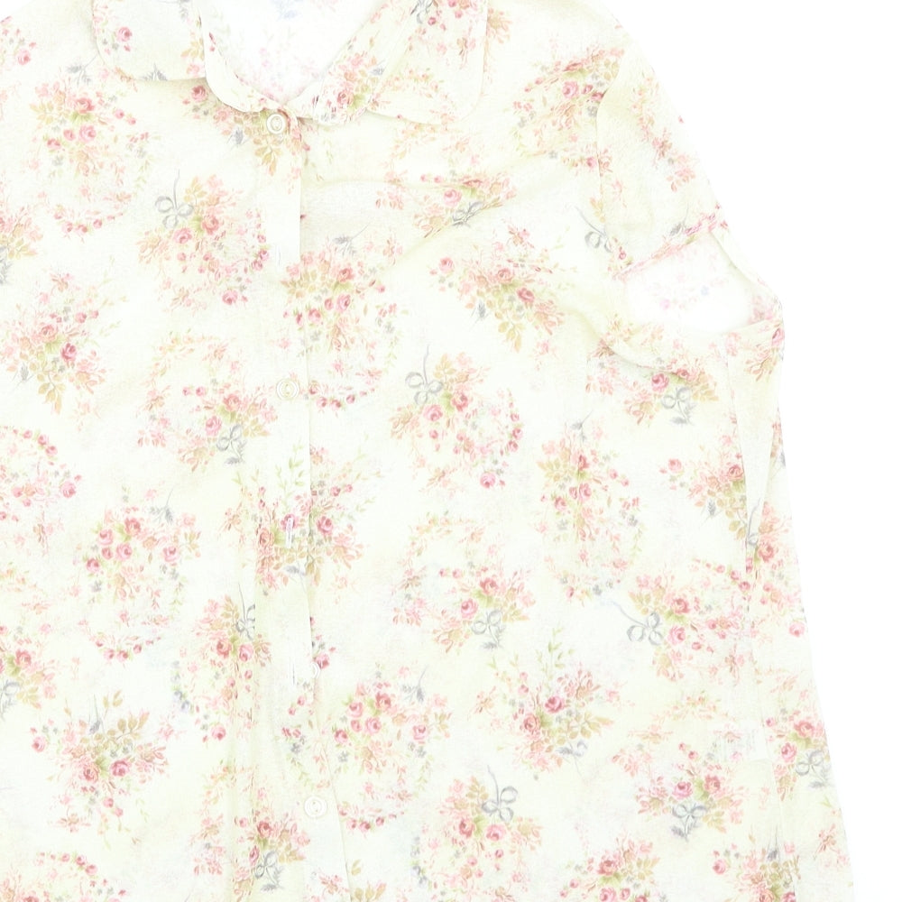 Berkertex Womens Yellow Floral Basic Button-Up Size 16