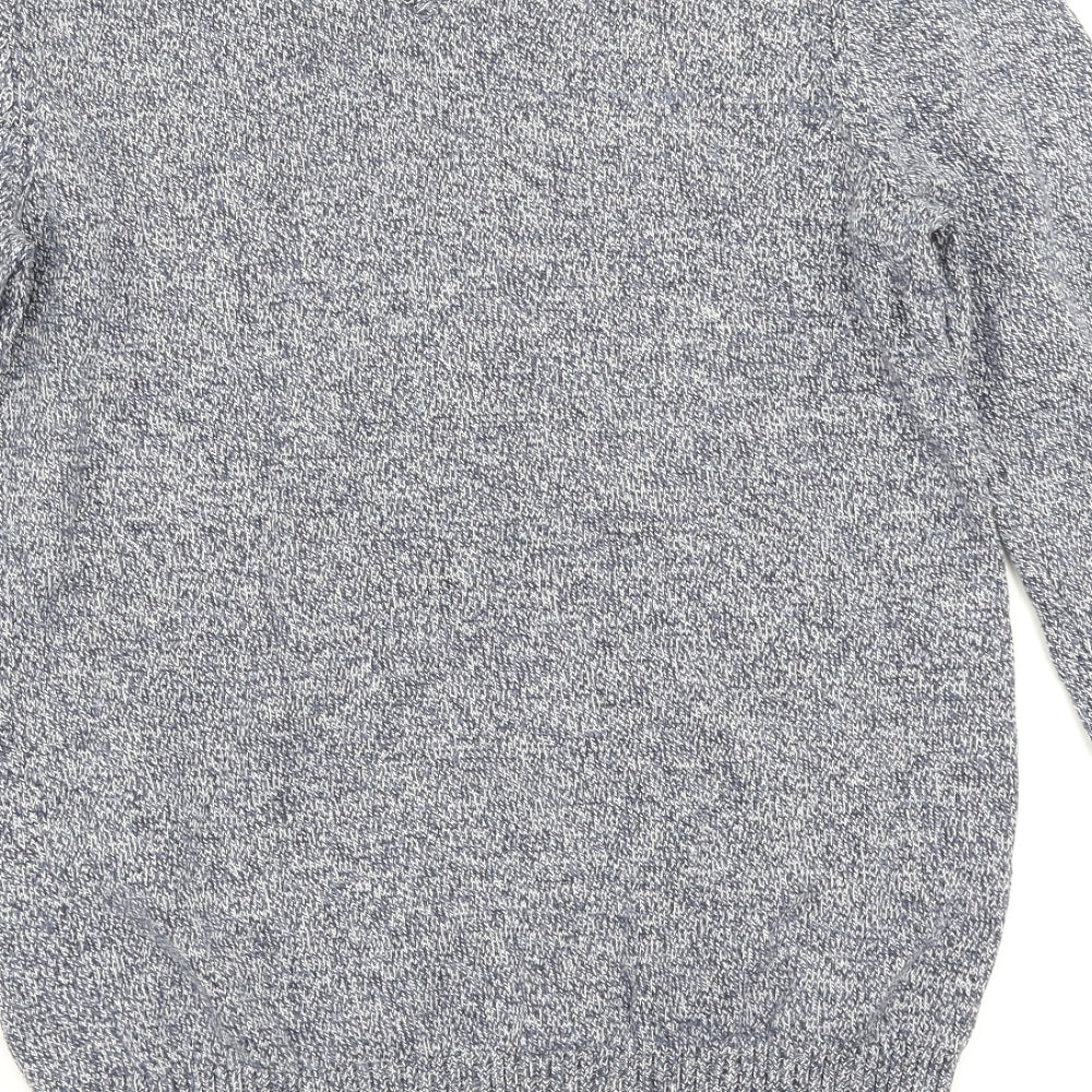 Maine New England Mens Blue Herringbone Pullover Jumper Size S