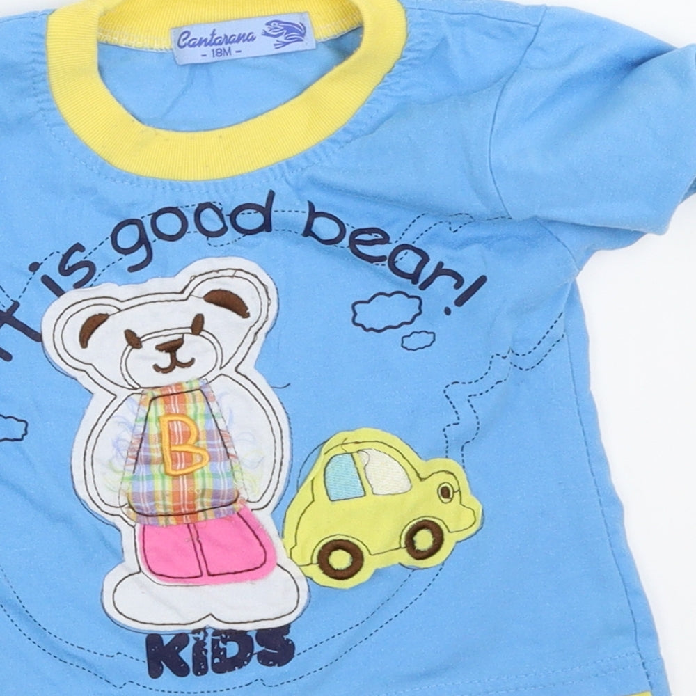 Cantarana Boys Blue Basic T-Shirt Size 18-24 Months - Teddy Bear