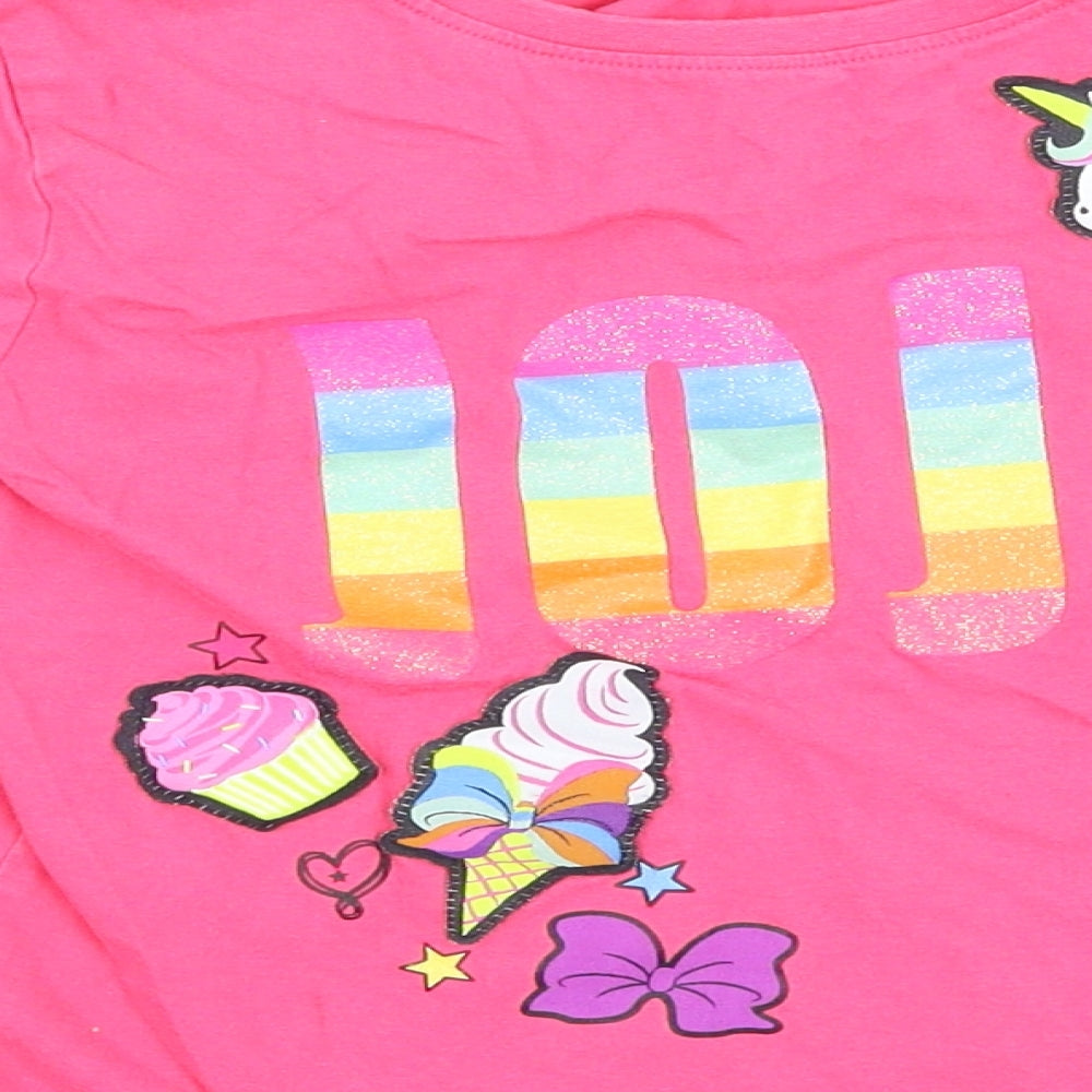 JoJo Silva Girls Pink Basic T-Shirt Size 6-7 Years - Unicorns