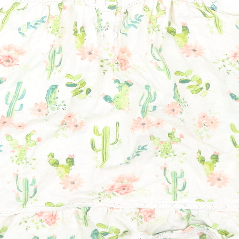 mantanay Beige Floral Skater Dress Size 12-18 Months