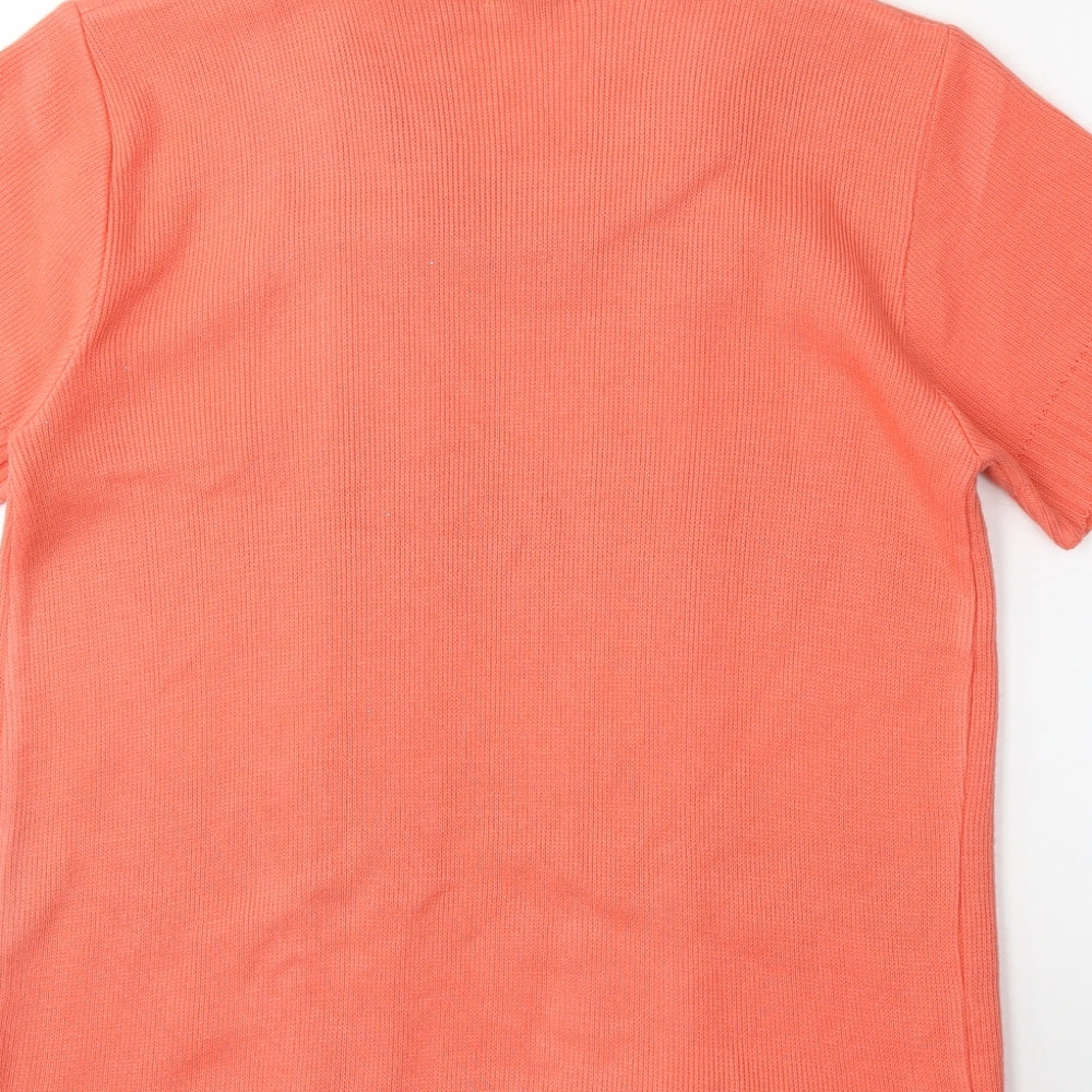 Lady Ice Womens Orange Knit Cardigan Jumper Size S