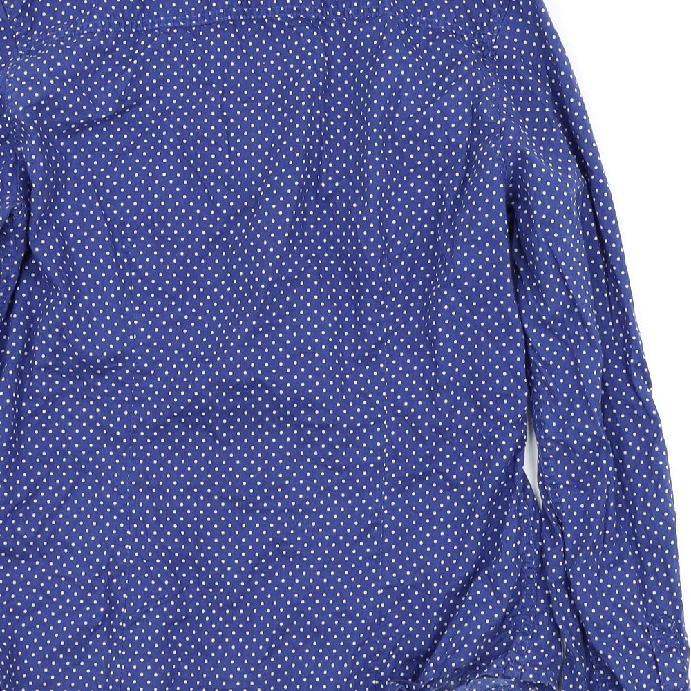 Divided by H&M Womens Blue Polka Dot Basic Button-Up Size 8