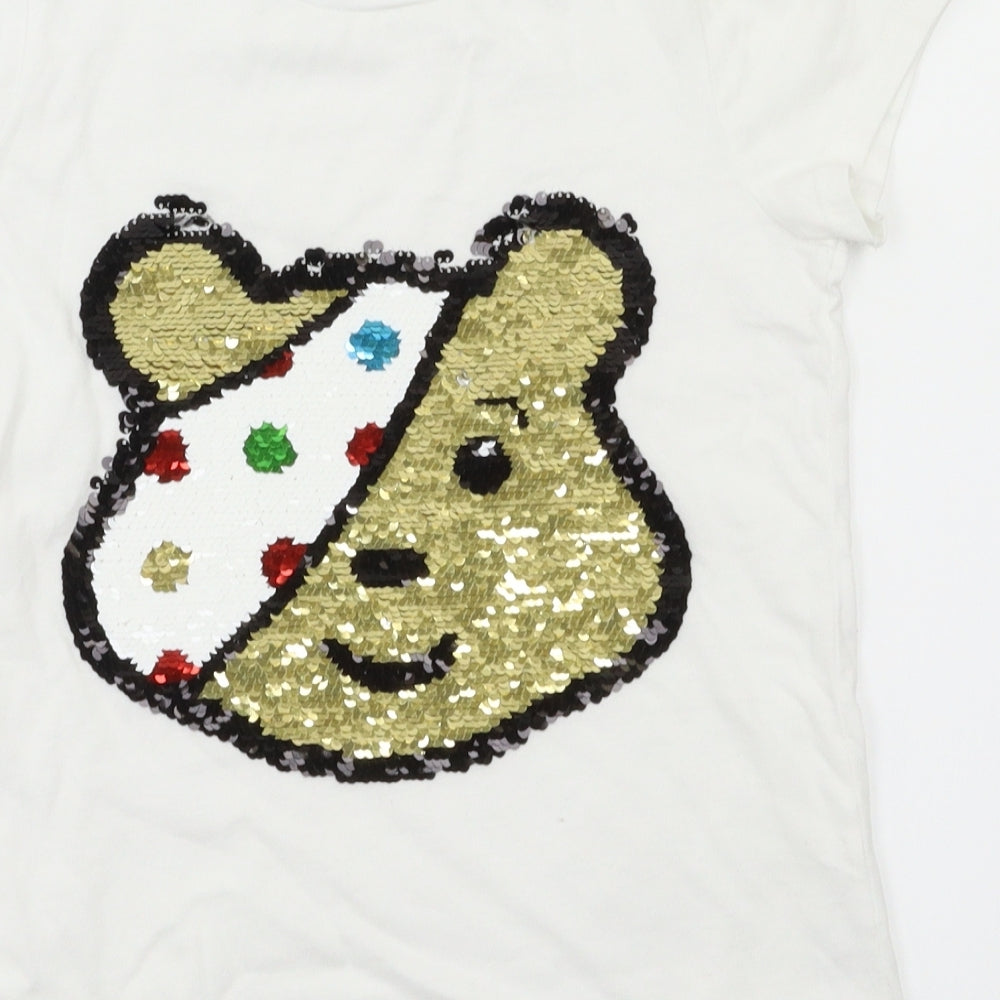 George Girls White Animal Print Basic T-Shirt Size 8-9 Years