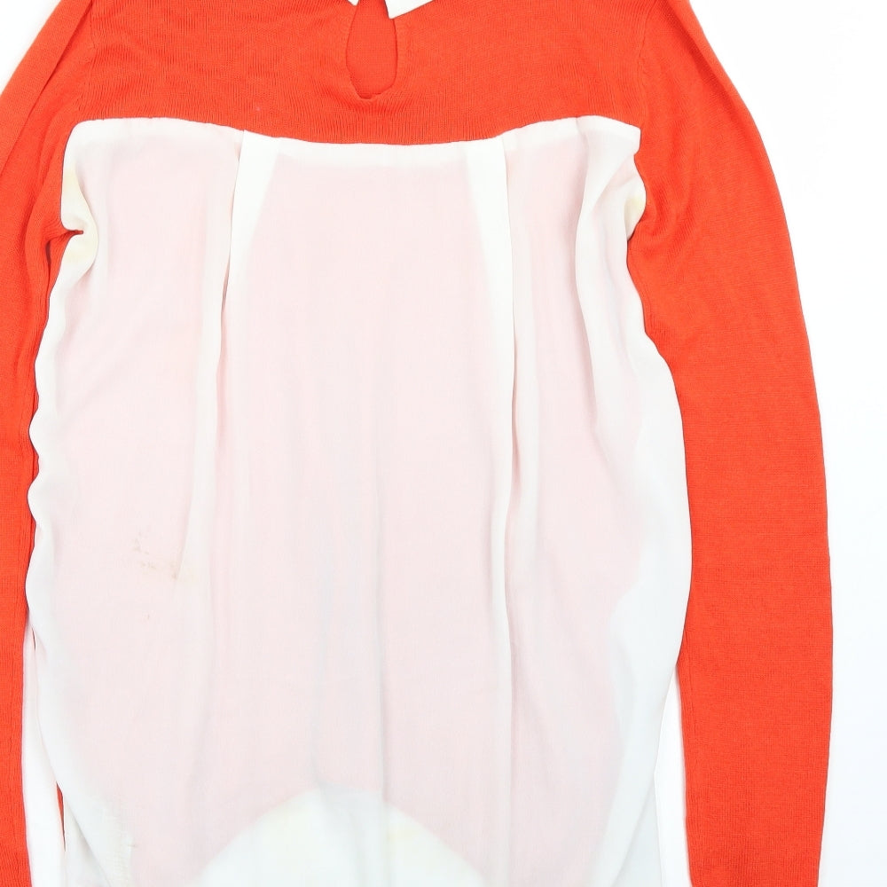 Brand and care label for Primark women’s orange basic t-shirt, size UK 6