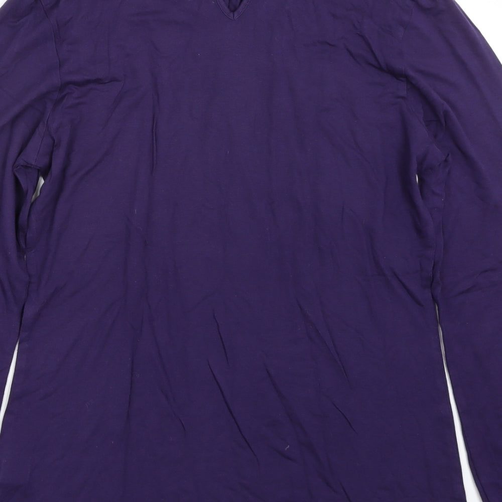 Oasis Womens Purple Chambray Basic T-Shirt Size 12