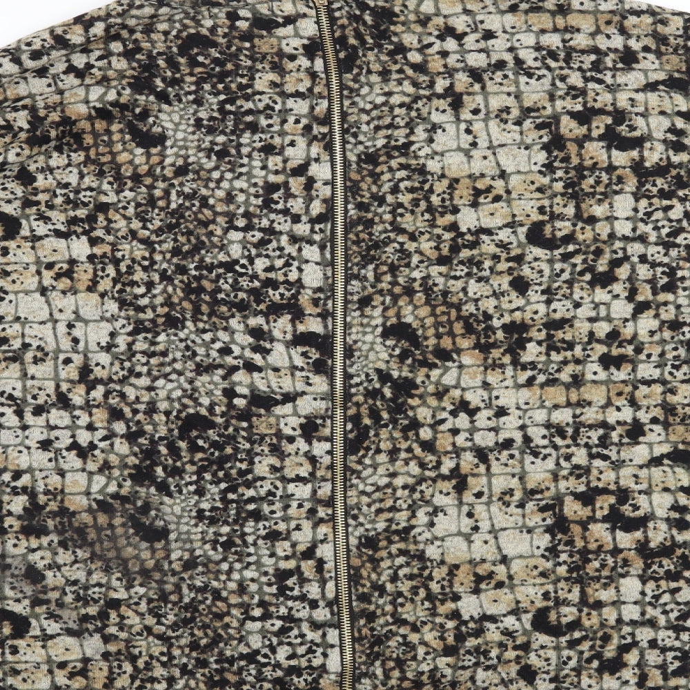 Blue Vanilla Womens Brown Animal Print Pullover Sweatshirt Size L