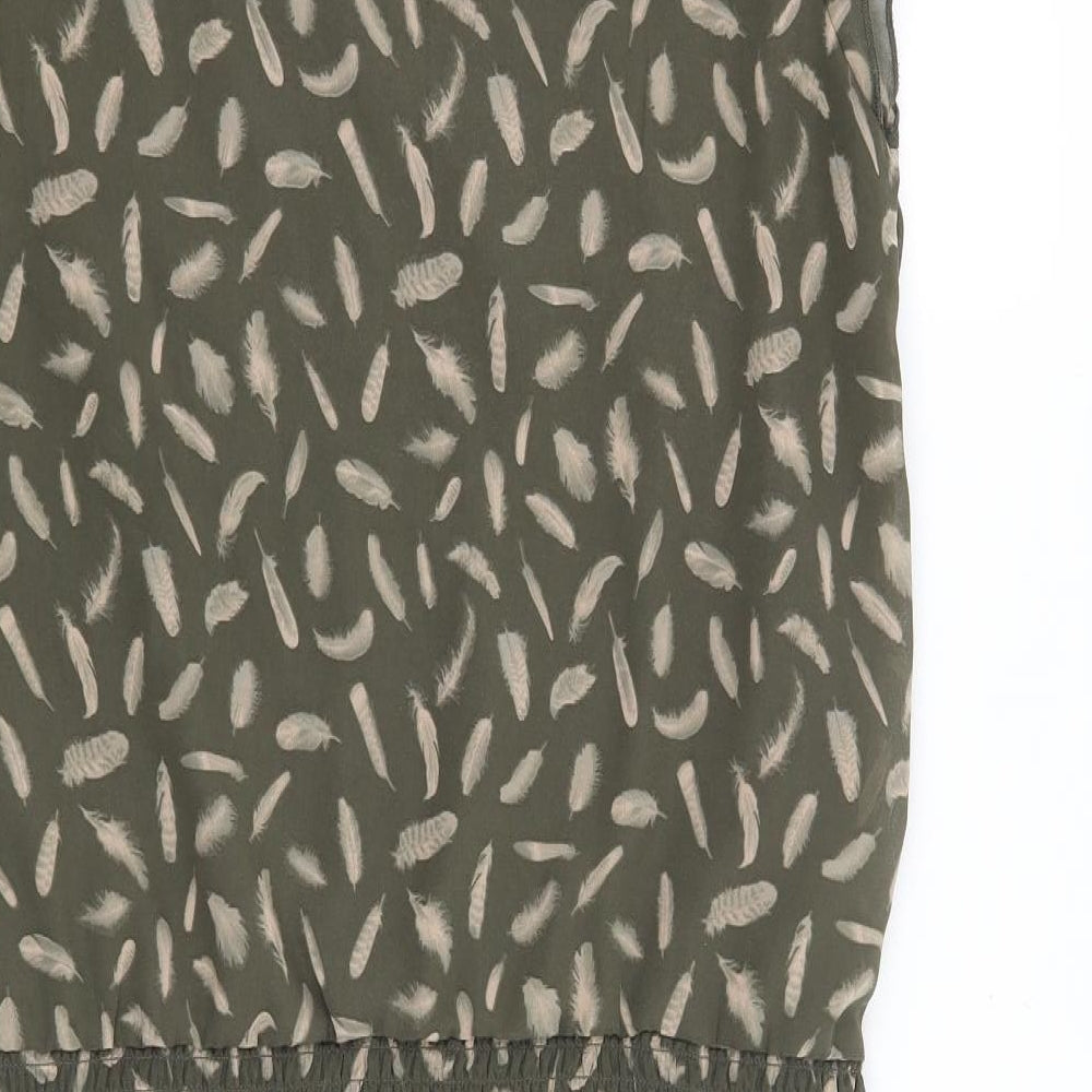 La Redoute Womens Green Geometric Shift Size 14 - Feather Print