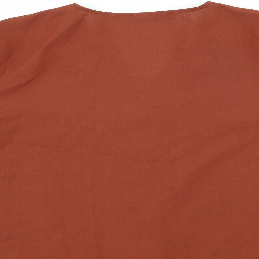 Shien Womens Brown Basic Blouse Size XS