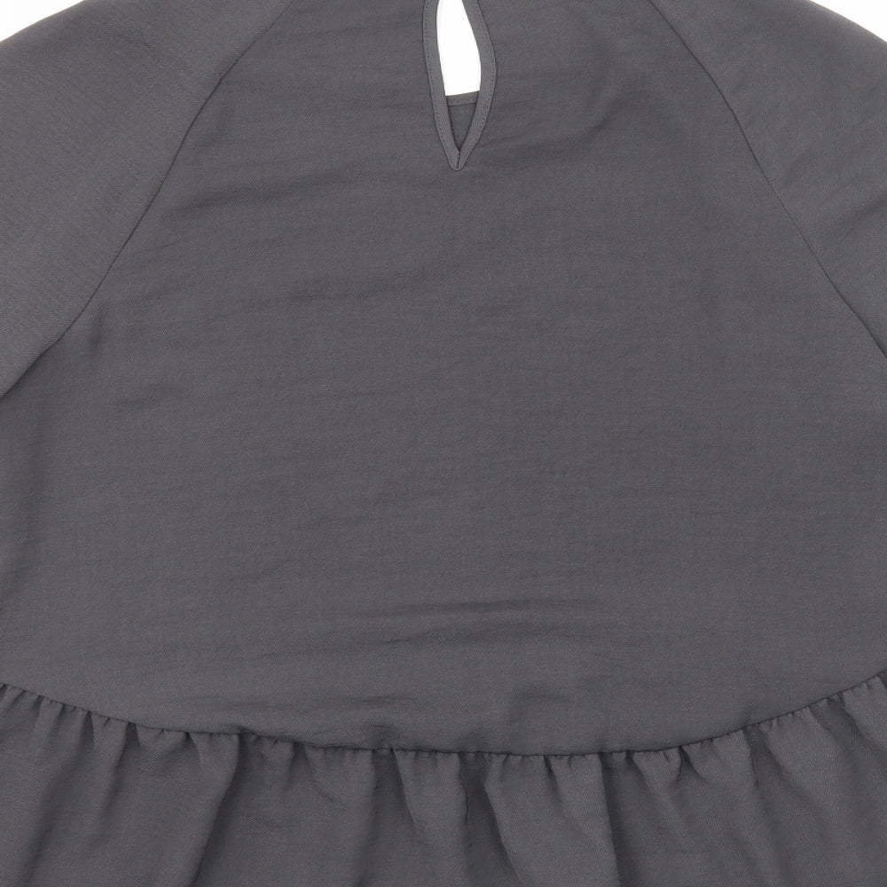 New Look Womens Grey Tunic Blouse Size 12