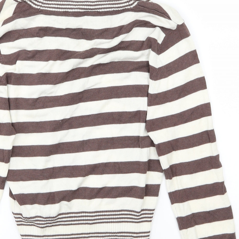 West One Womens Beige Striped Pullover Jumper Size 10