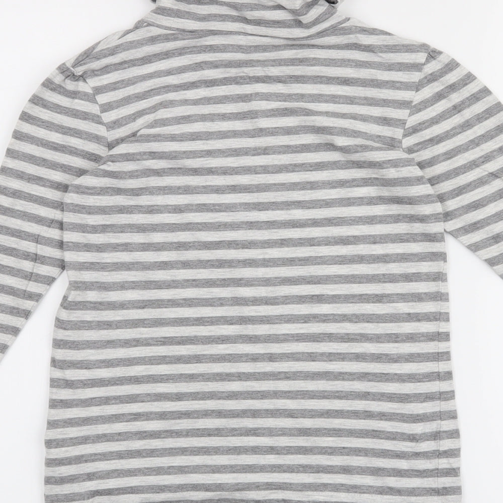 NEXT Girls Grey Striped Pullover Jumper Size 8 Years