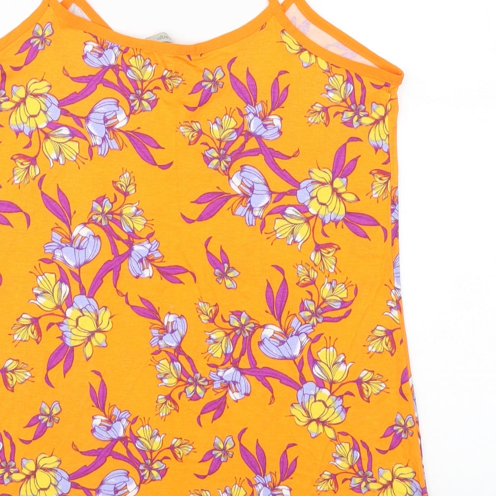 George Womens Orange Floral Basic Tank Size 8