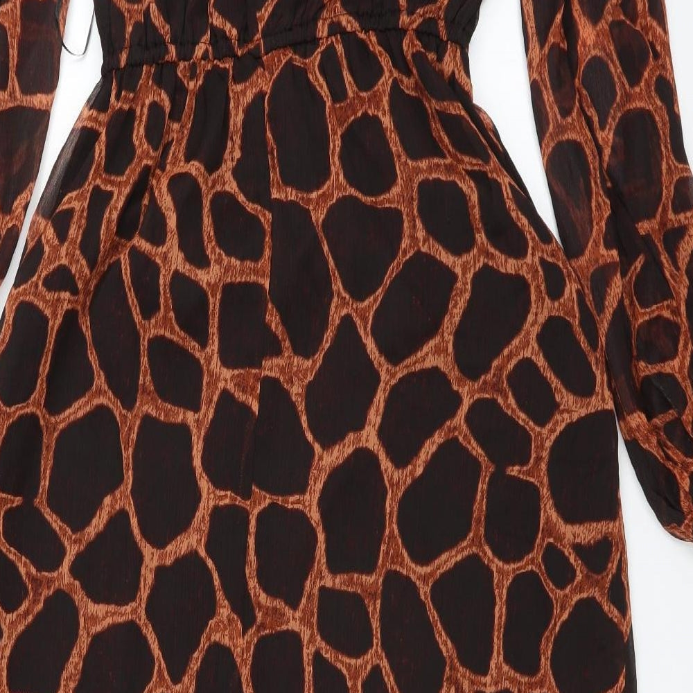 Lost Stock Womens Black Animal Print A-Line Size S