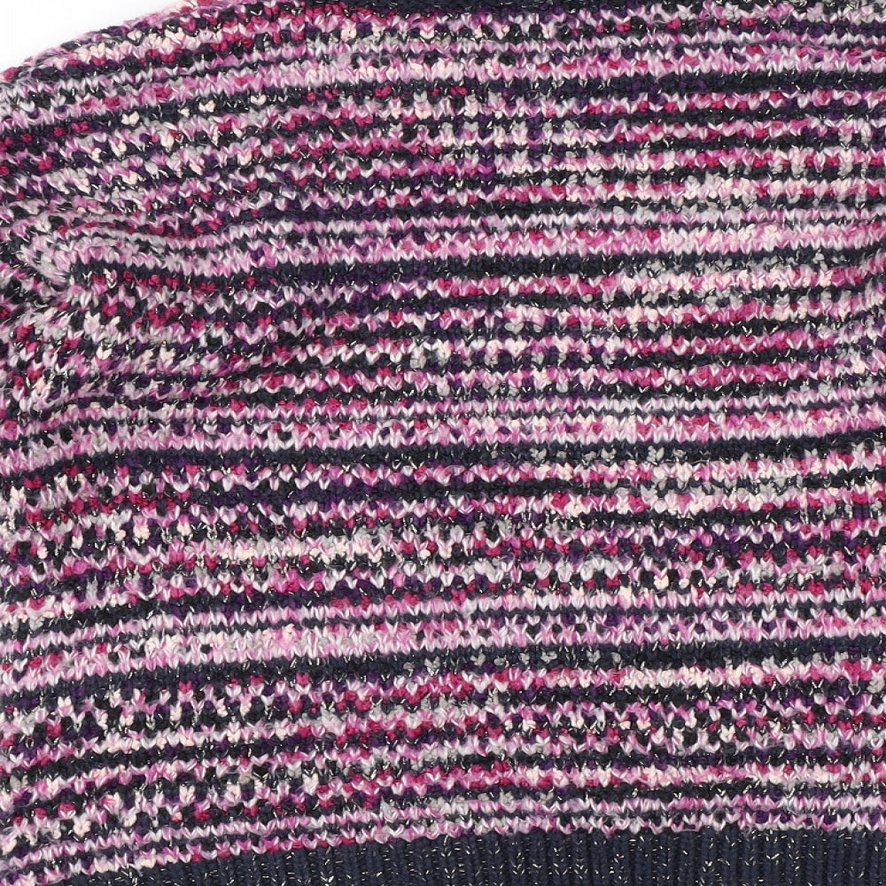 Matalan Girls Purple Striped Pullover Jumper Size 8 Years