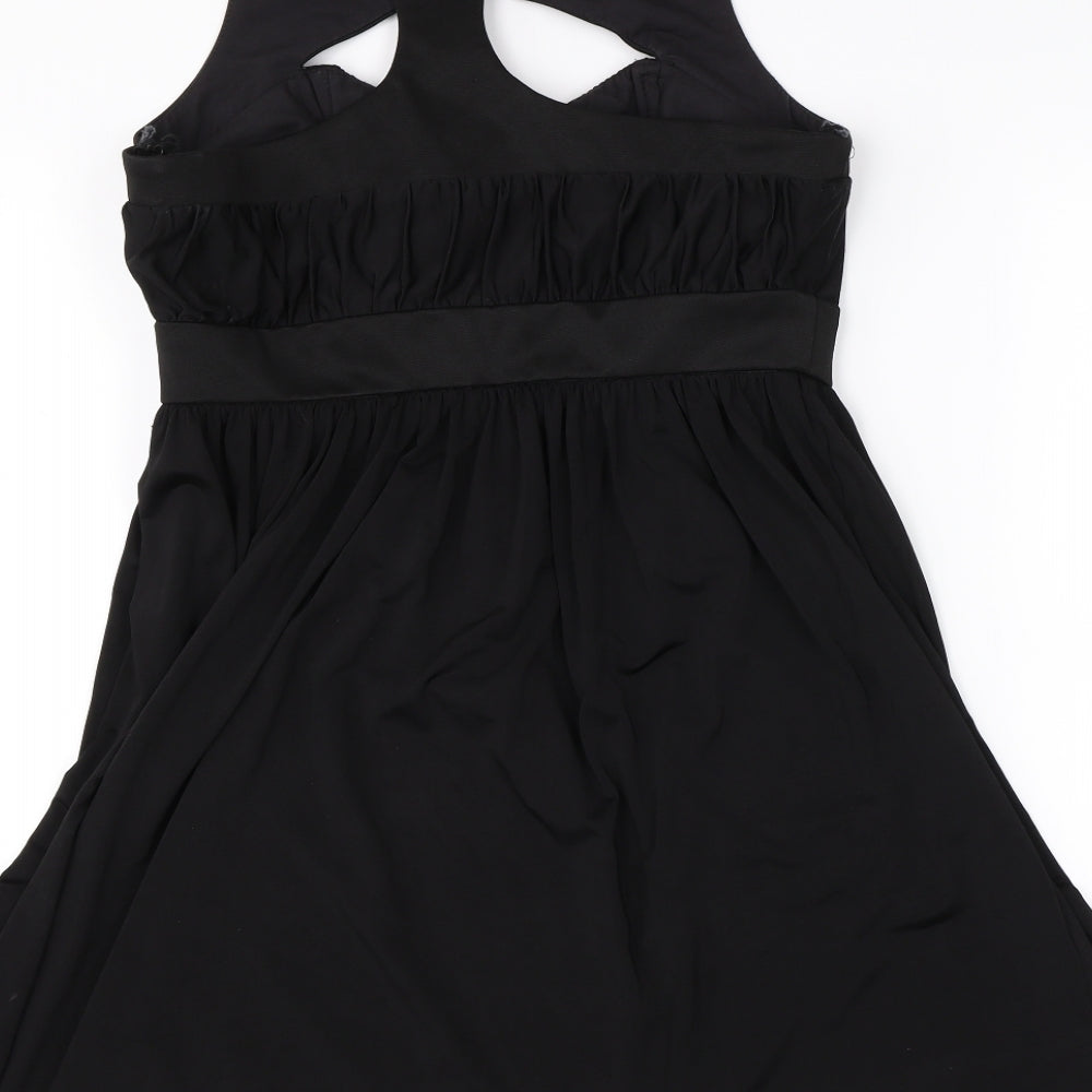 Topshop Womens Black A-Line Size 10 - Cut Out Neckline