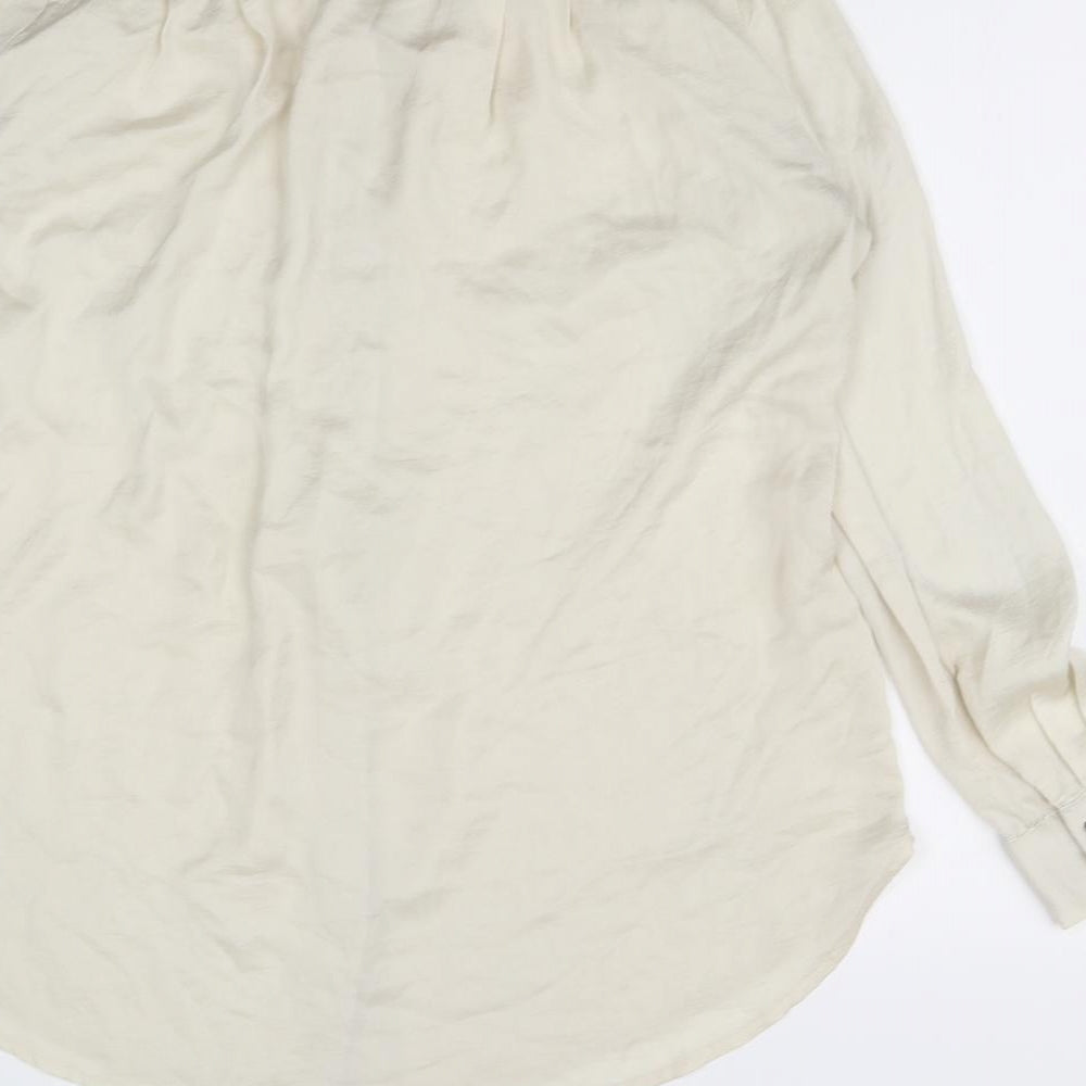 H&M Womens Beige Basic Button-Up Size 8