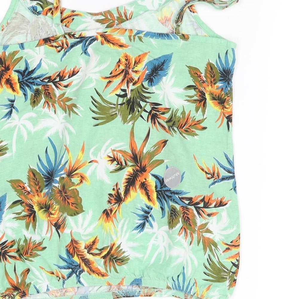 Intuition Womens Green Floral Basic T-Shirt Size 8