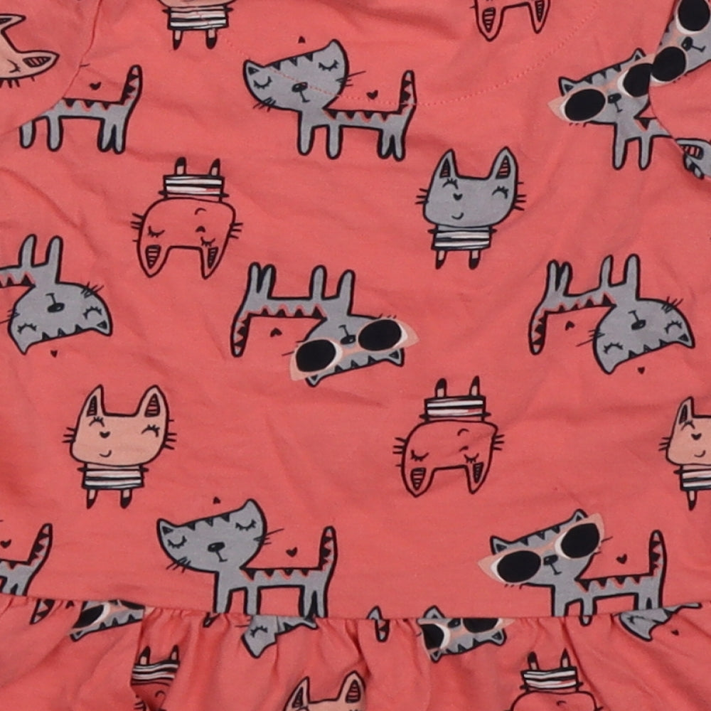 George Girls Pink Animal Print Trapeze & Swing Size 18-24 Months - cats and rabbits