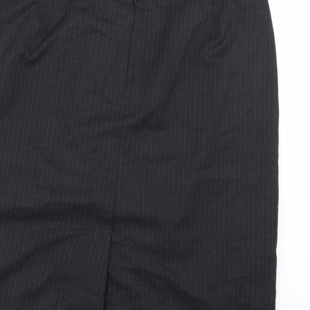 Preworn Womens Grey Striped A-Line Skirt Size 16