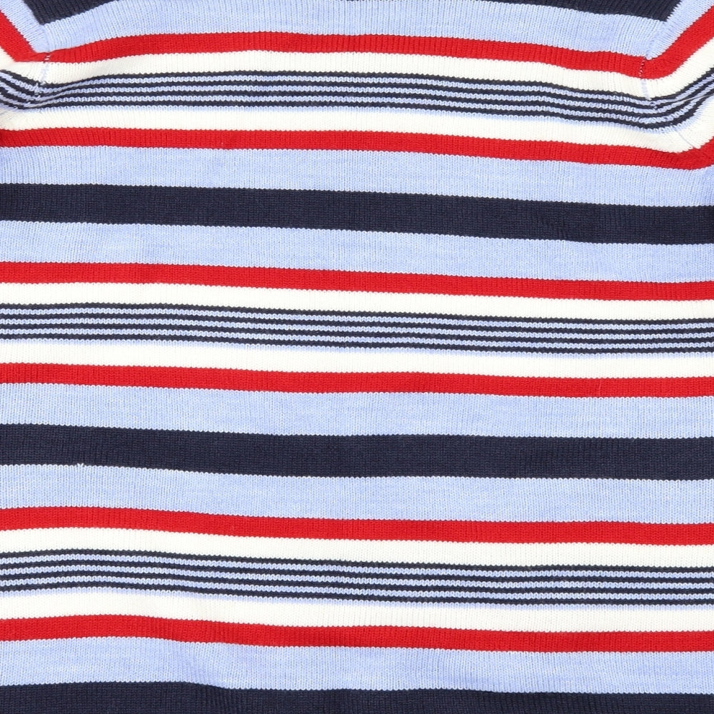 Brand and care label for EWM women’s blue striped jumper, size M