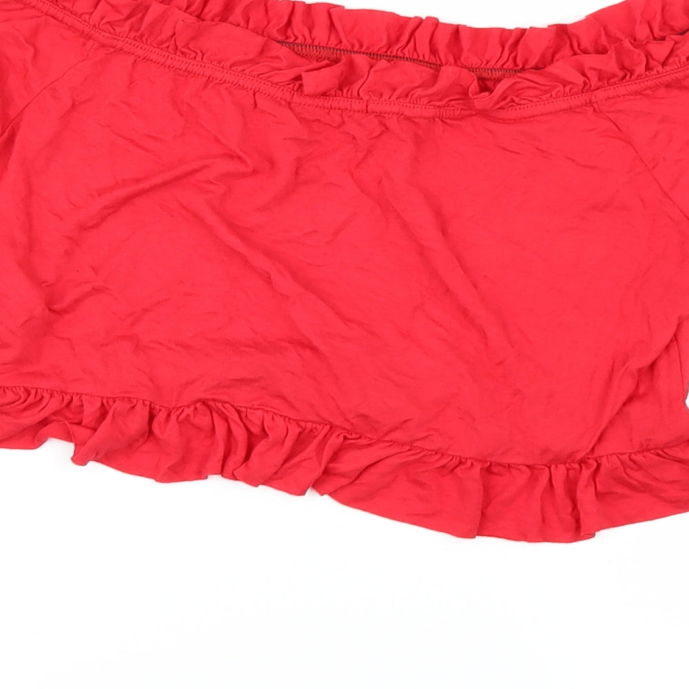 PRETTYLITTLETHING Womens Red Cropped T-Shirt Size 16