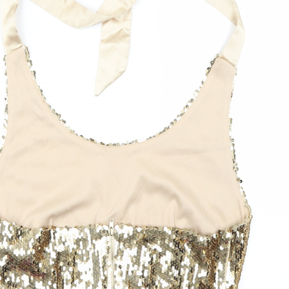 Boohoo Womens Gold Basic Blouse Size XS
