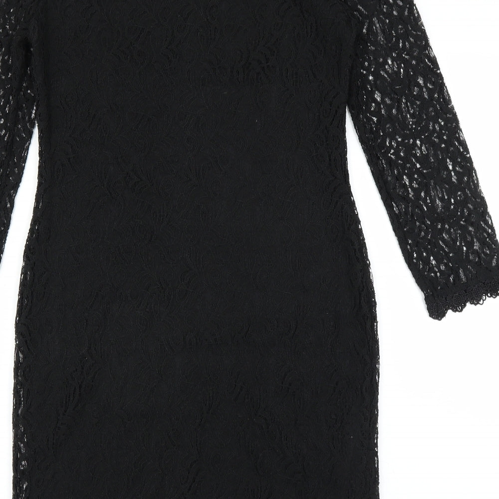 Primark Womens Black Pencil Dress Size 8 - lace detail